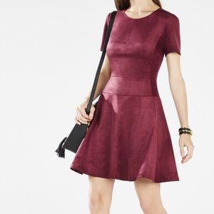 BCBG Darra Faux Suede Burgundy Dress